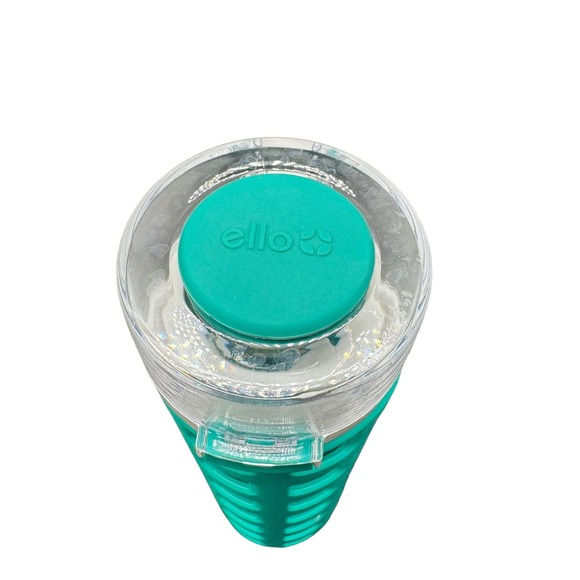 Ello Glass Water Bottle with Teal Silicone Strap & Sleeve Preowned - Picture 4 of 4